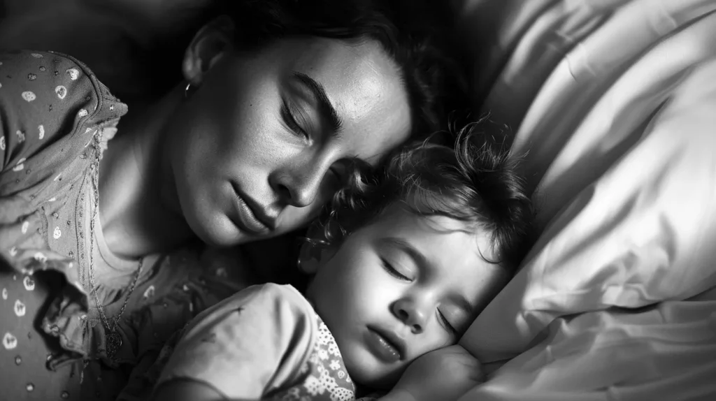 mother child sleeping peaceful bazooka